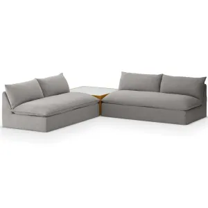 Grant Outdoor 2 Piece Sectional w/ Coffee Table, Faye Ash
