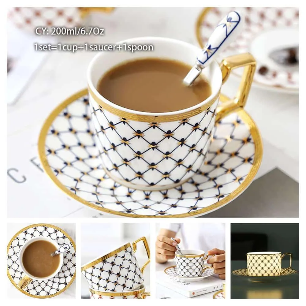 Luxury Ceramic Bone China Coffee Cup Set