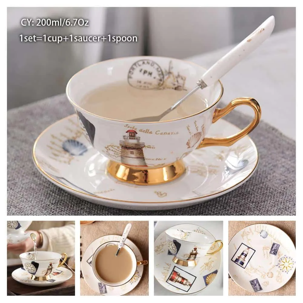 Luxury Ceramic Bone China Coffee Cup Set