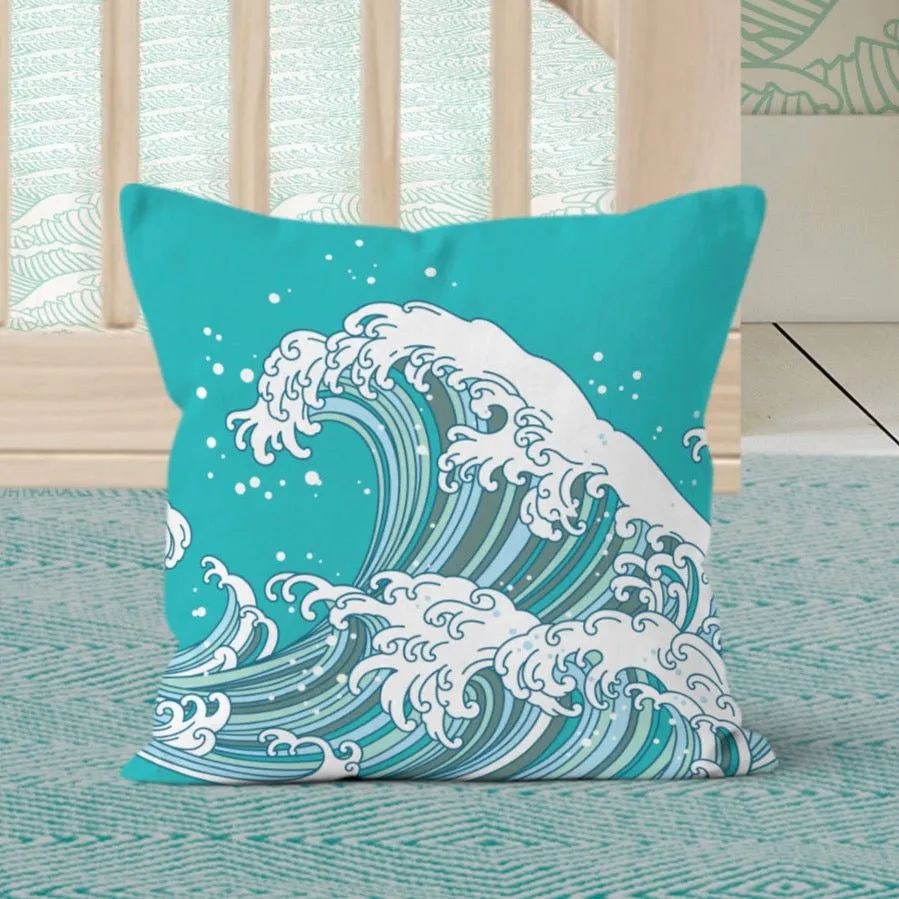 Ocean Tidal Waves Nursery Pillow
