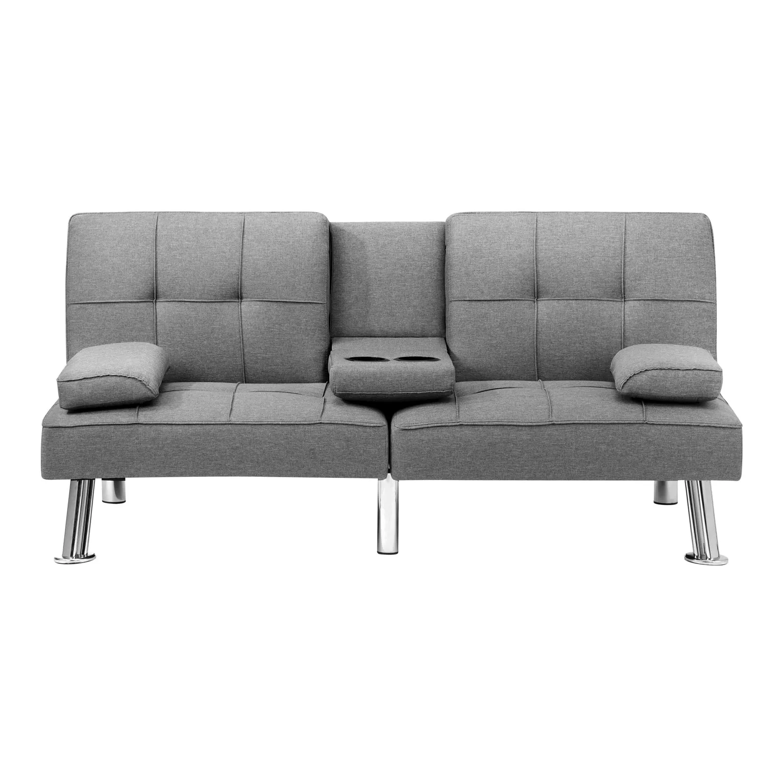Oikiture Sofa Bed Lounge 3 Seater Futon Couch Beds Recliner Cup Holder Fabric