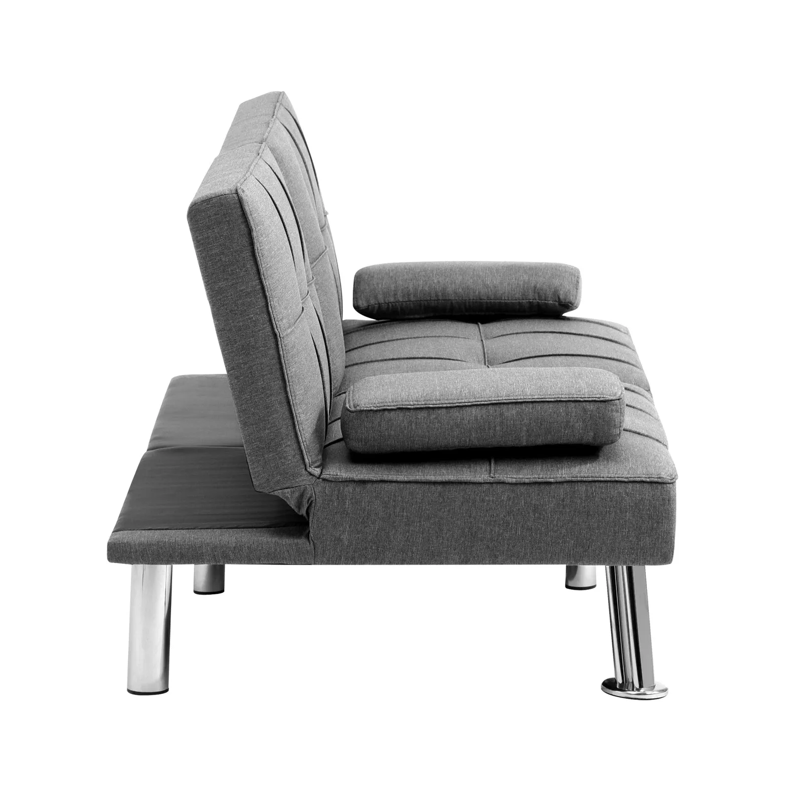 Oikiture Sofa Bed Lounge 3 Seater Futon Couch Beds Recliner Cup Holder Fabric