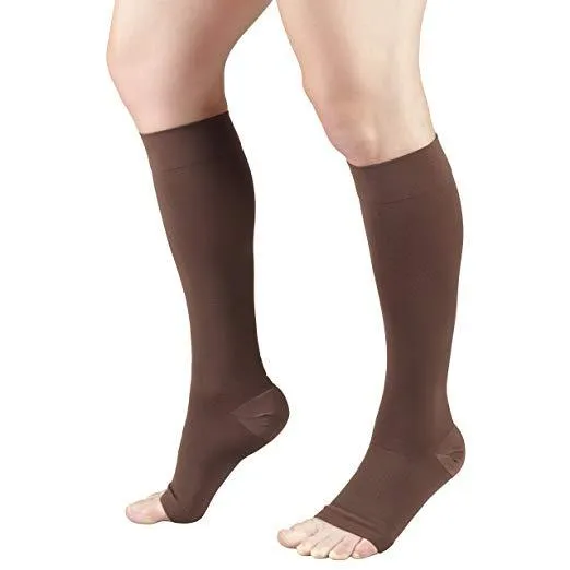 Open Toe Knee High Compression Socks - Easy to Put On Graduated Support Stockings