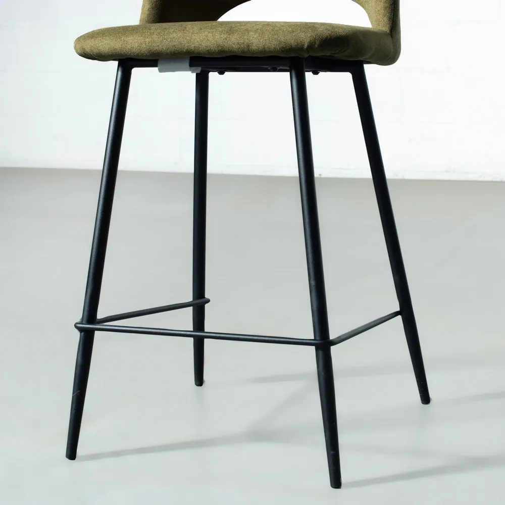 WALTER - Green Fabric Counter Stool