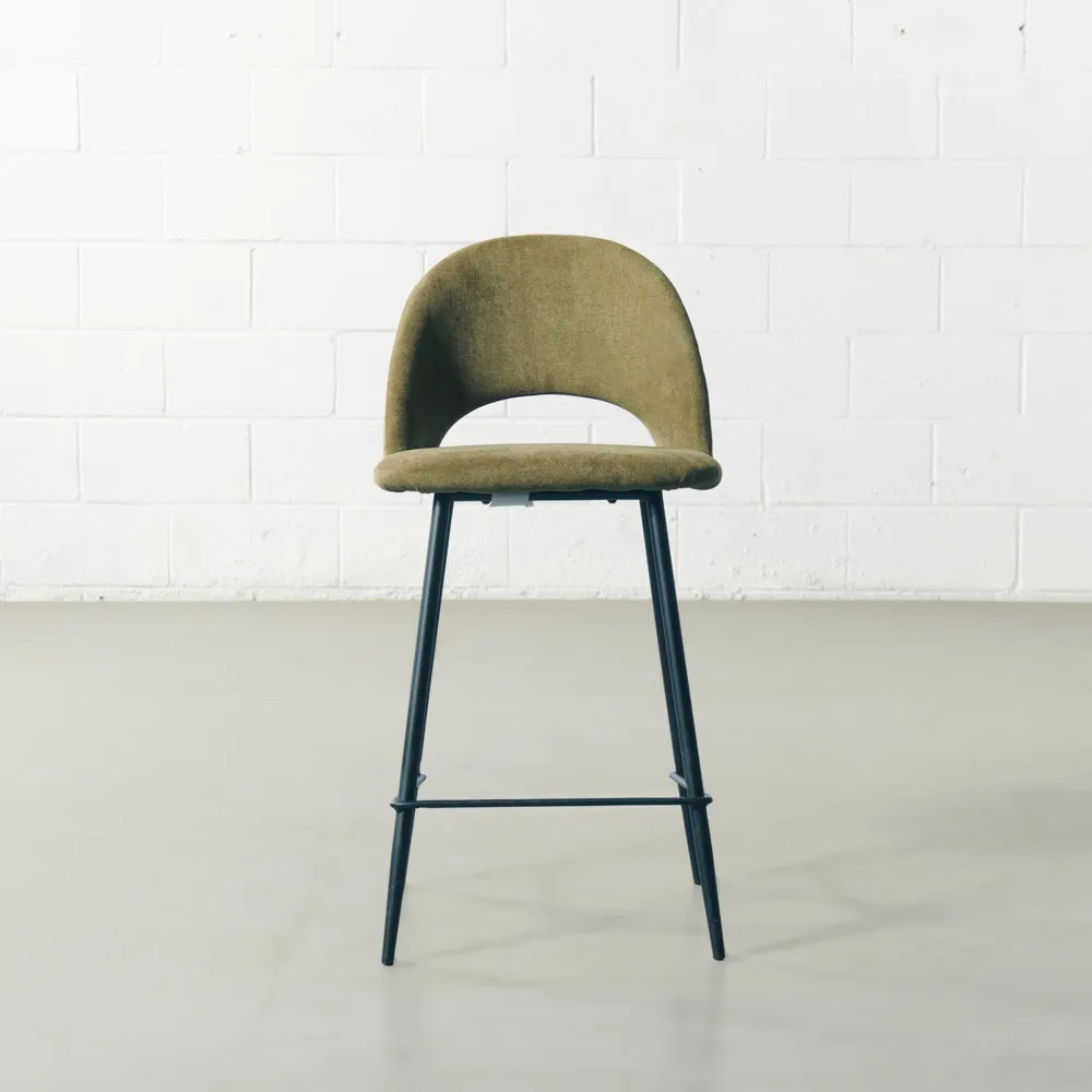 WALTER - Green Fabric Counter Stool