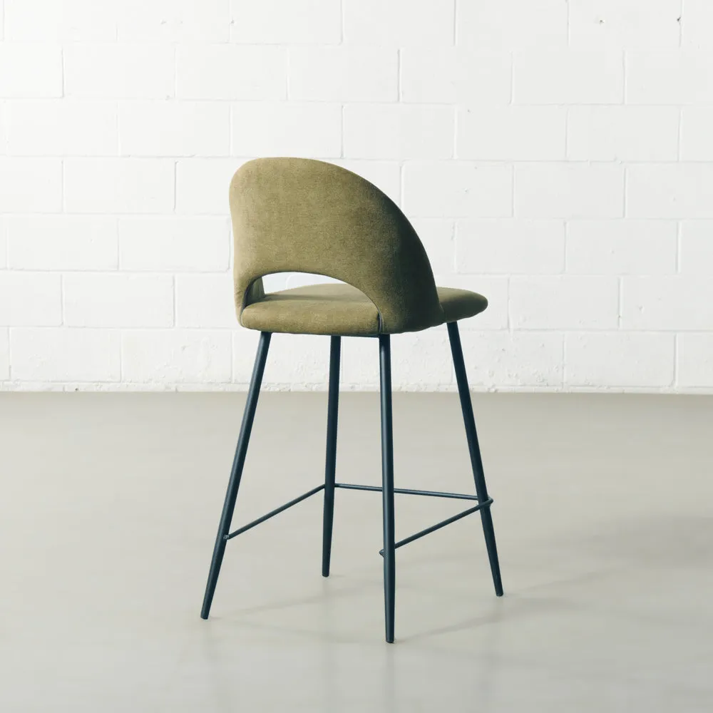 WALTER - Green Fabric Counter Stool