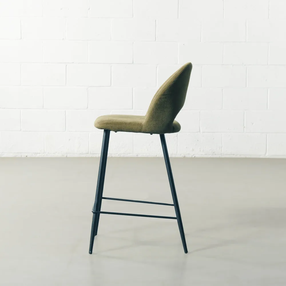 WALTER - Green Fabric Counter Stool