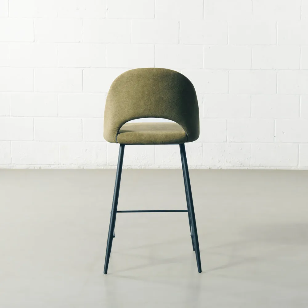 WALTER - Green Fabric Counter Stool