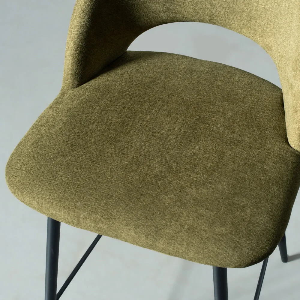 WALTER - Green Fabric Counter Stool